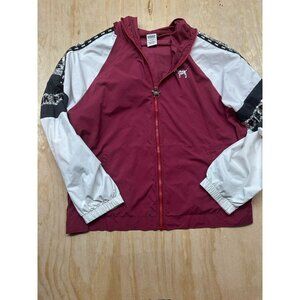 Victoria's Secret PINK Campus Anorak Sequin Jacket M L Dog Logo Y2K Burgundy
